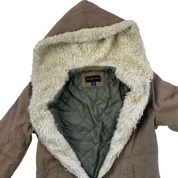 Braetan Jacket Tan Canvas zipper Hood Cotton S - Picture 7 of 9